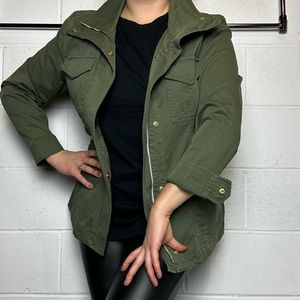 Banana Republic Army Green Zipper Front Military Style Jacket